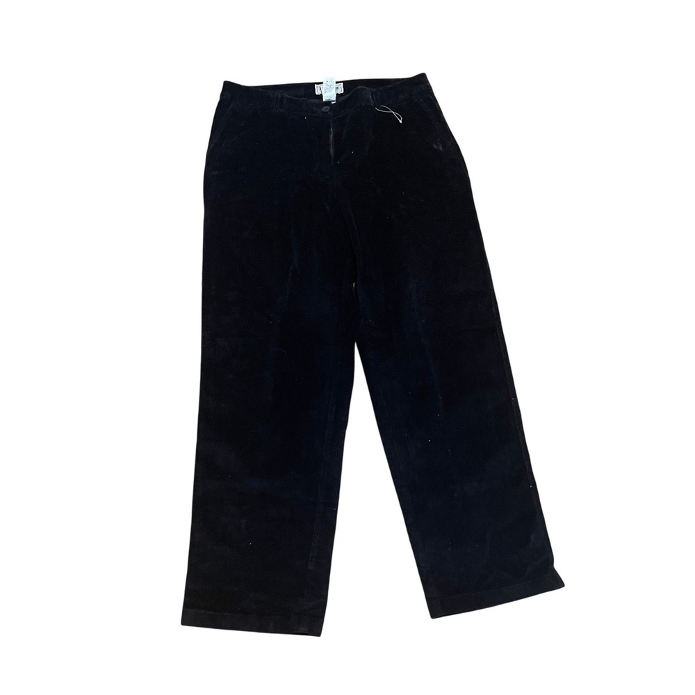 LL Bean Women's 12 Black Corduroy Straight Fit Pants Reg Cotton Stretch Classic